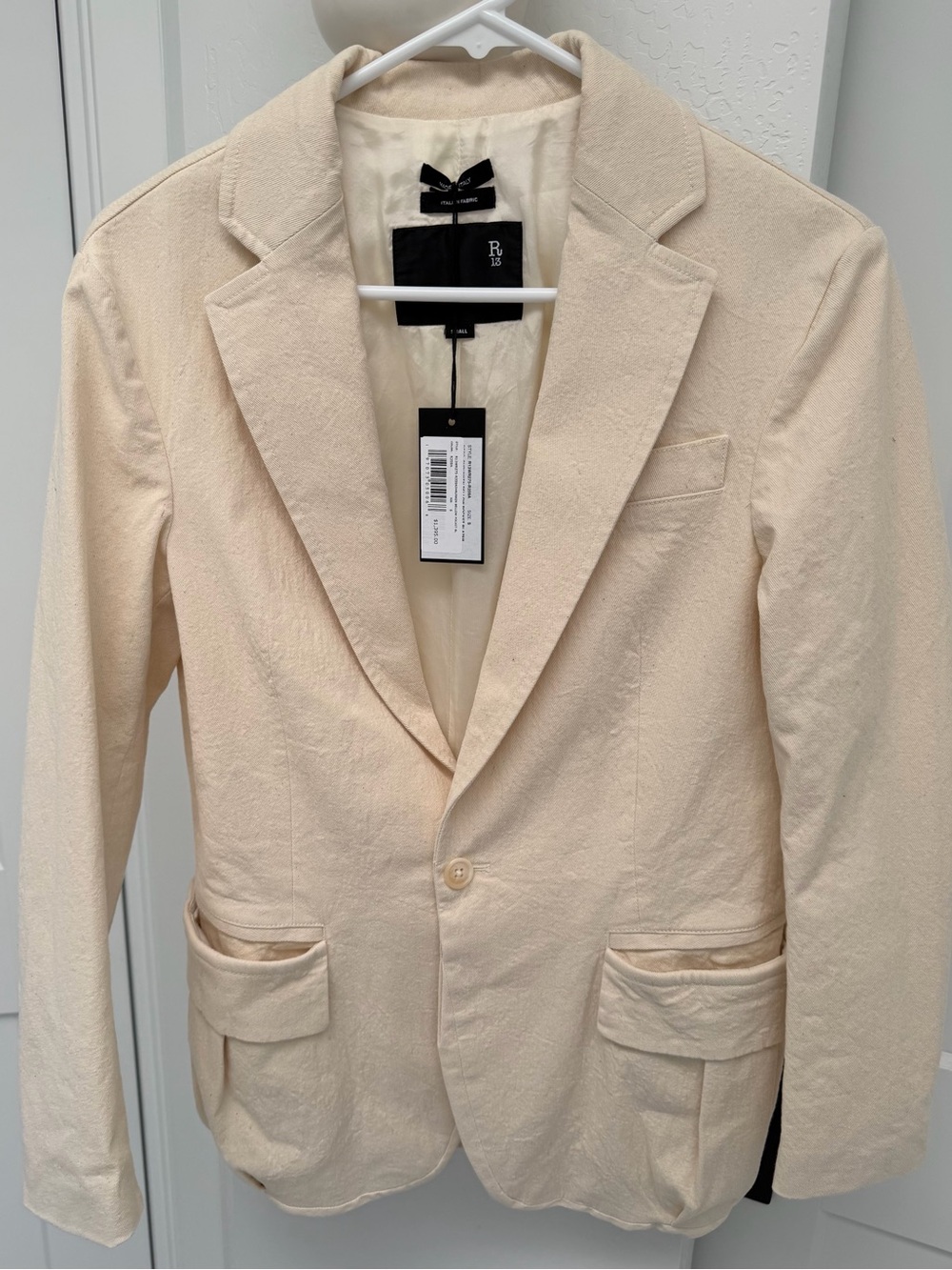 R13 Women’s Cream Blazer - Tailored Single-Button Jacket. Size Small.